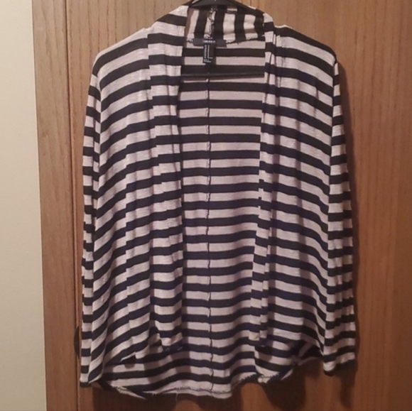 Size M Forever 21 Tan/Black Stripe Cardigan - Picture 1 of 4